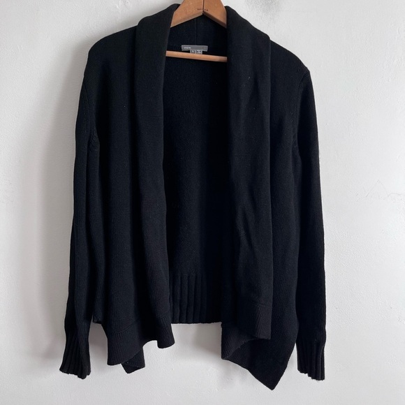 Vince Black Shawl Collar Open Front Wool Cardigan Sweater - Picture 1 of 7